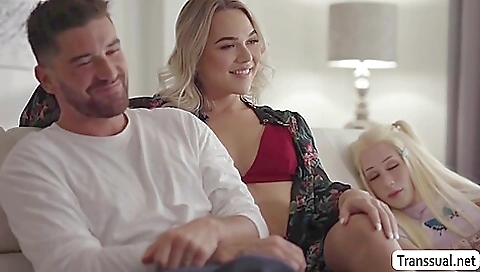 Horny blonde teen sucks and rides big cock of her stepbrother