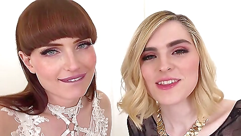 Anal threesome with blonde and brunette chicks 18+