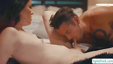 Brunette girl deepthroats a dick and gets nailed in the ass