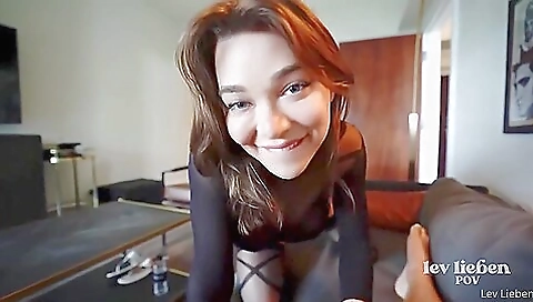 A brunette babe is fucking her boyfriend in a deep anal action